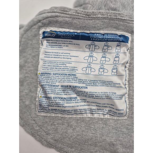 Halo Baby's Size 0-3 Months Zip Front SleepSack Swaddles Gray Heather - Picture 6 of 6